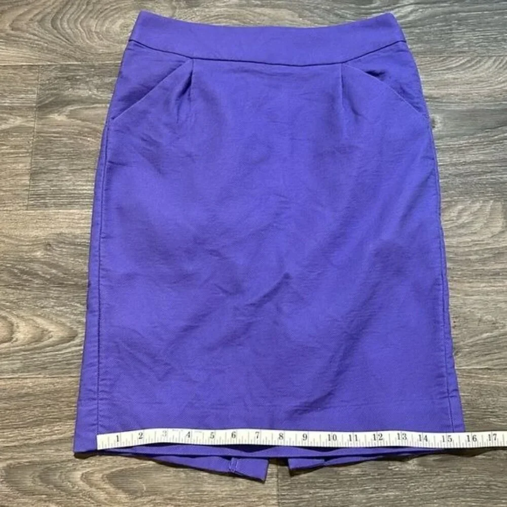 J. Crew Pencil Skirt 0 Lilac Lavender Light Purple Cotton Twill Spring Twee
